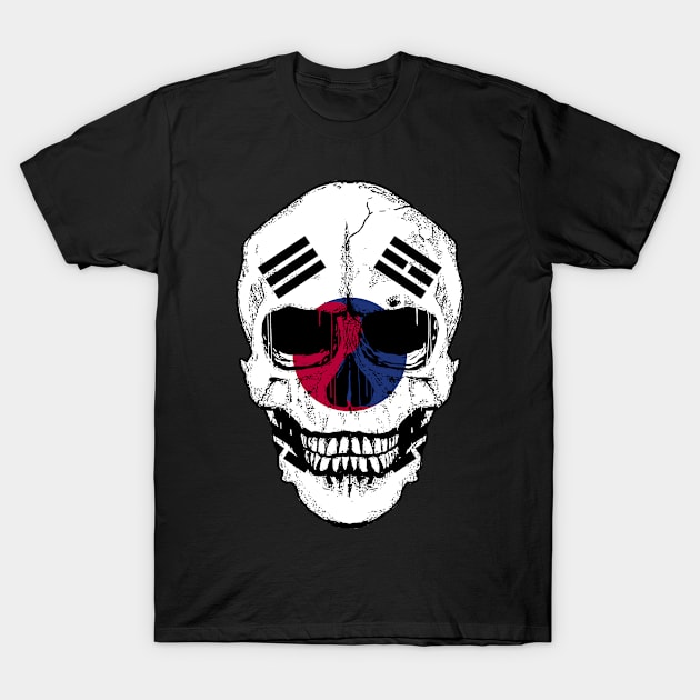 South Korea Flag Skull South Korean Flag Human Skull T-Shirt by BramCrye